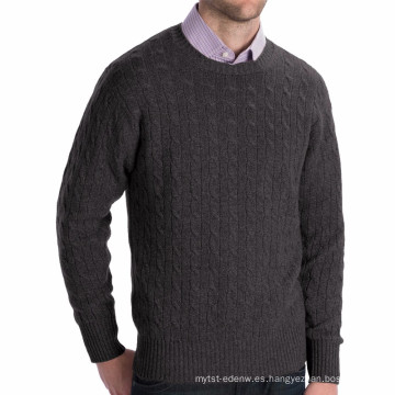15PKCAS24 100% cable lana de cachemira tejida invierno hombre suéter